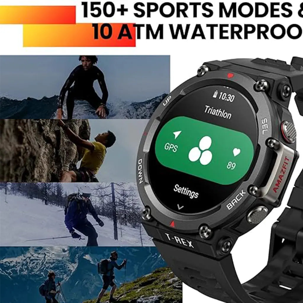 Amazfit T Rex 2 Smart Watch -Black & Gold