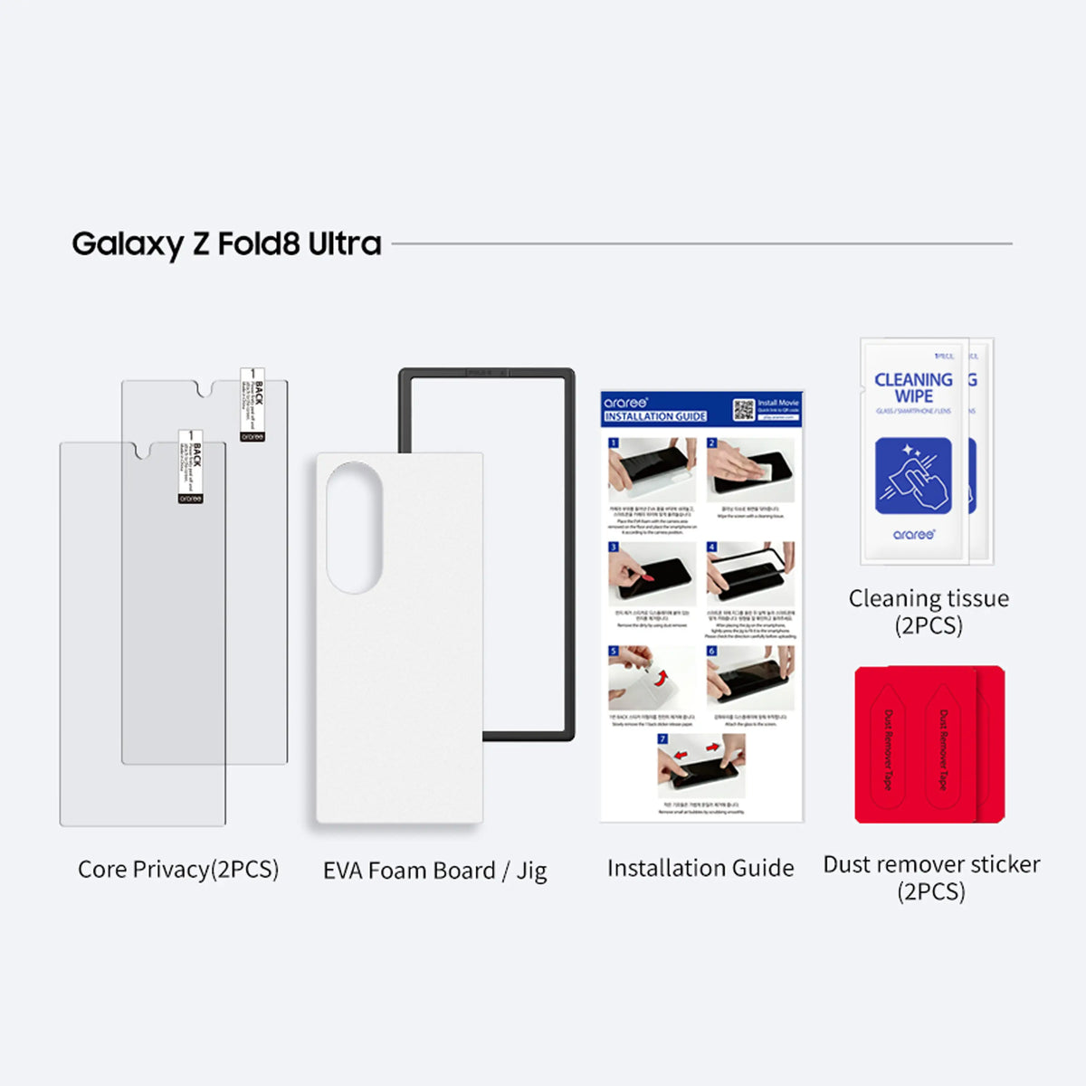Araree Core Screen Protector 2 Pack For Galaxy Z Fold 8 Ultra - Clear