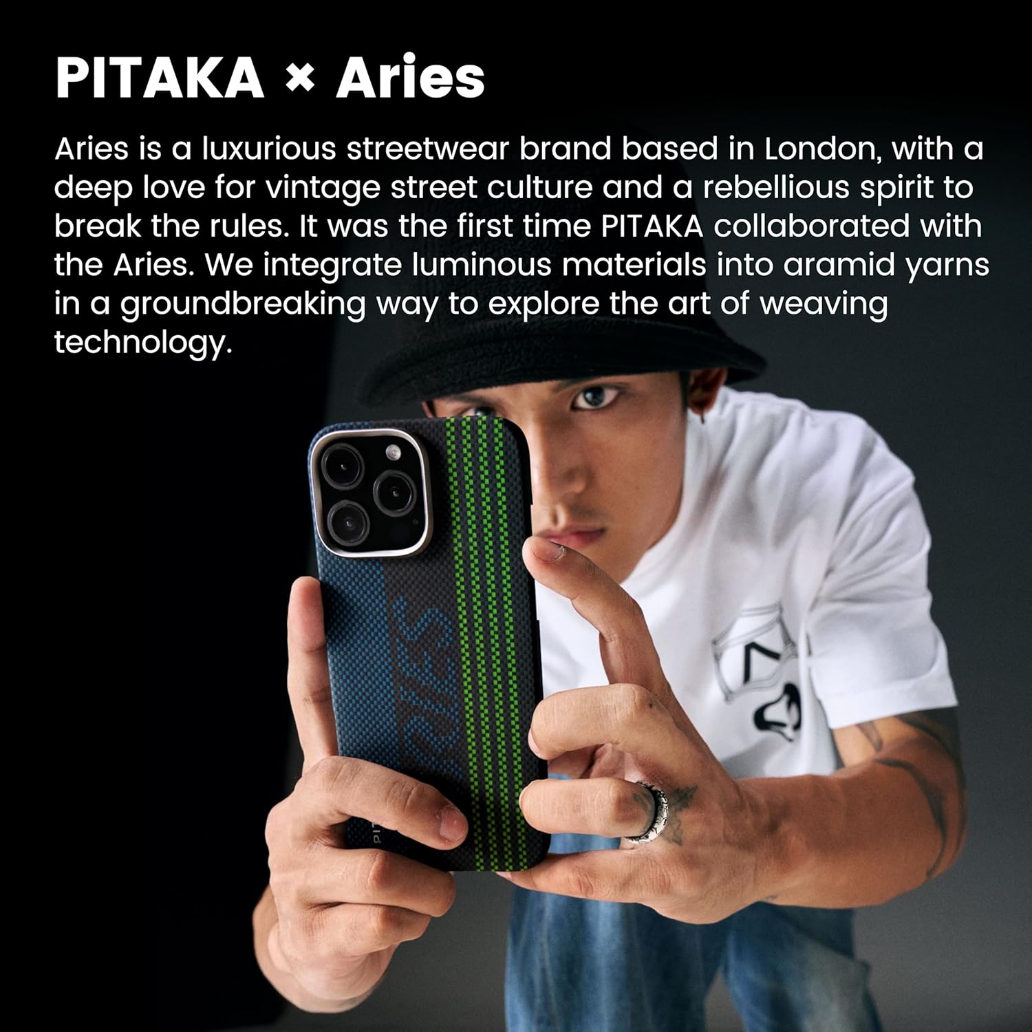 Aries Collaborative Luminous Case Tactile Woven Case for iPhone 16 Pro Max - Credit Card
