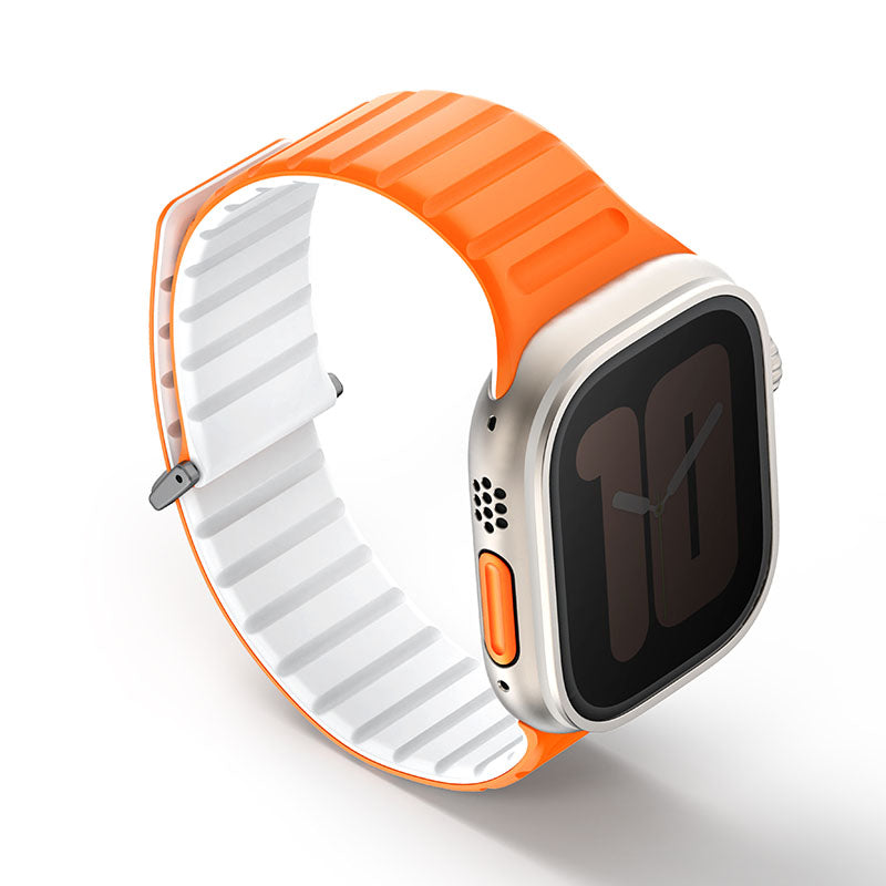 Uniq Revix Evo Reversible Magnetic Apple Watch Strap 49/45/44/42MM – Amber Orange / White