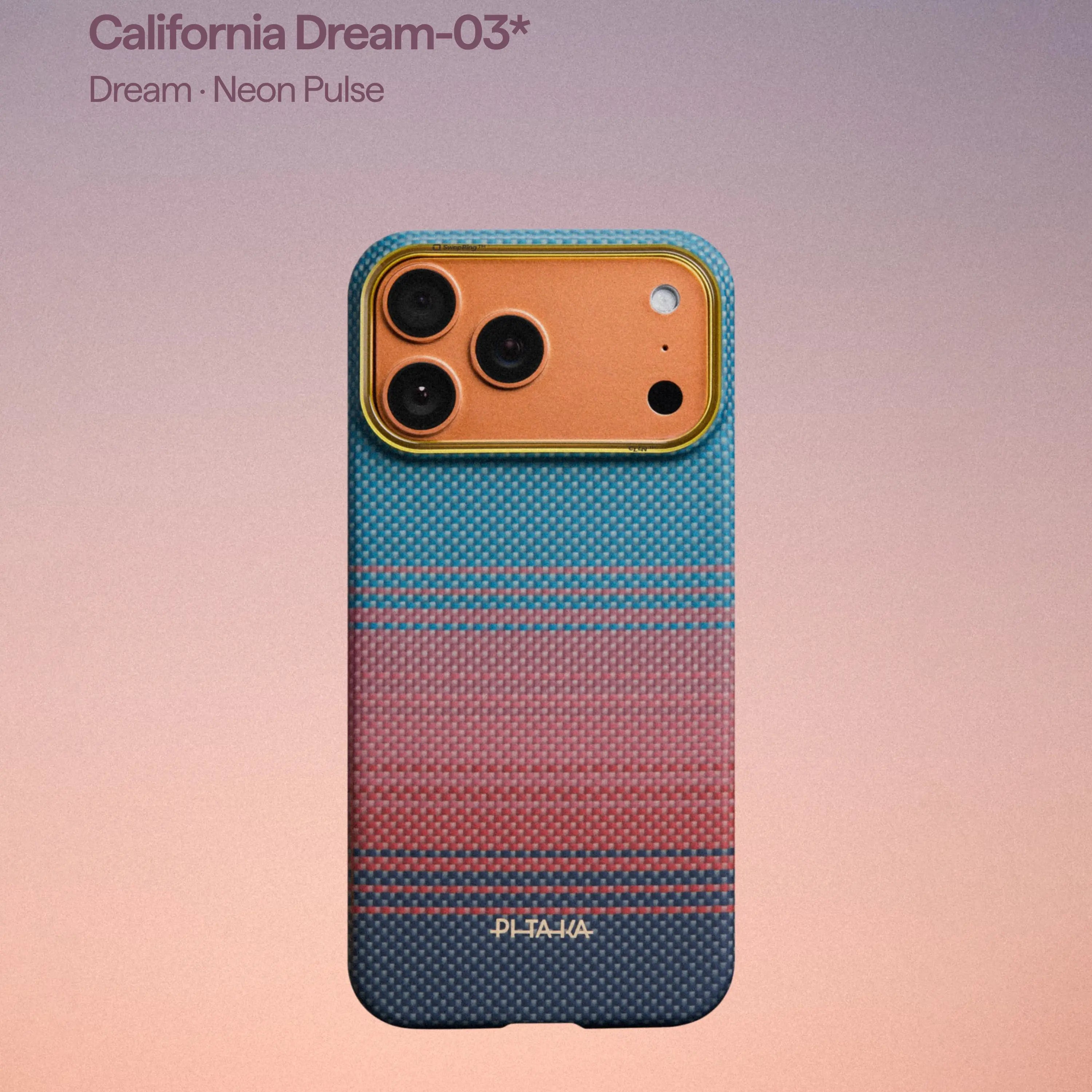 Pitaka Ultra-Slim Case With PitaTap Camera Control for iPhone 17 Pro Max - Sunset California Dream 01
