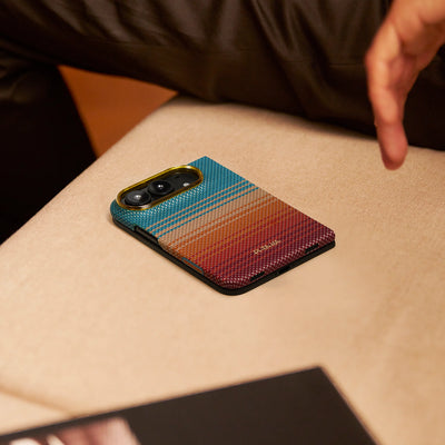 Pitaka Edge Aramid Fiber Case With PitaTap Camera Control For iPhone Duo - Sunset California