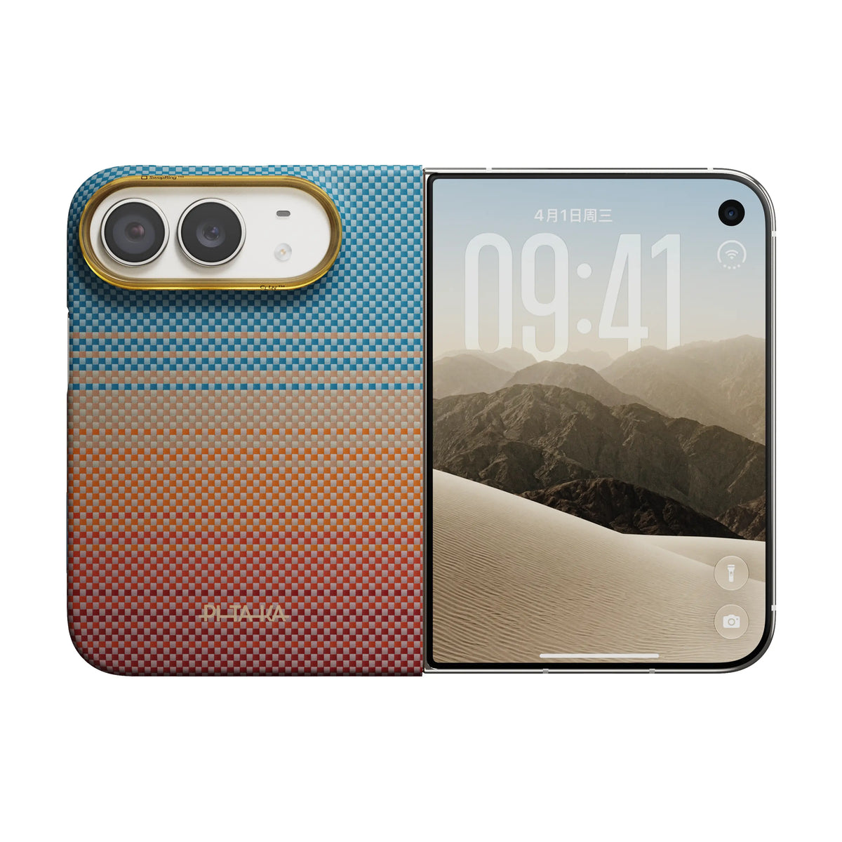 Pitaka Edge Aramid Fiber Case With PitaTap Camera Control For iPhone Duo - Sunset California