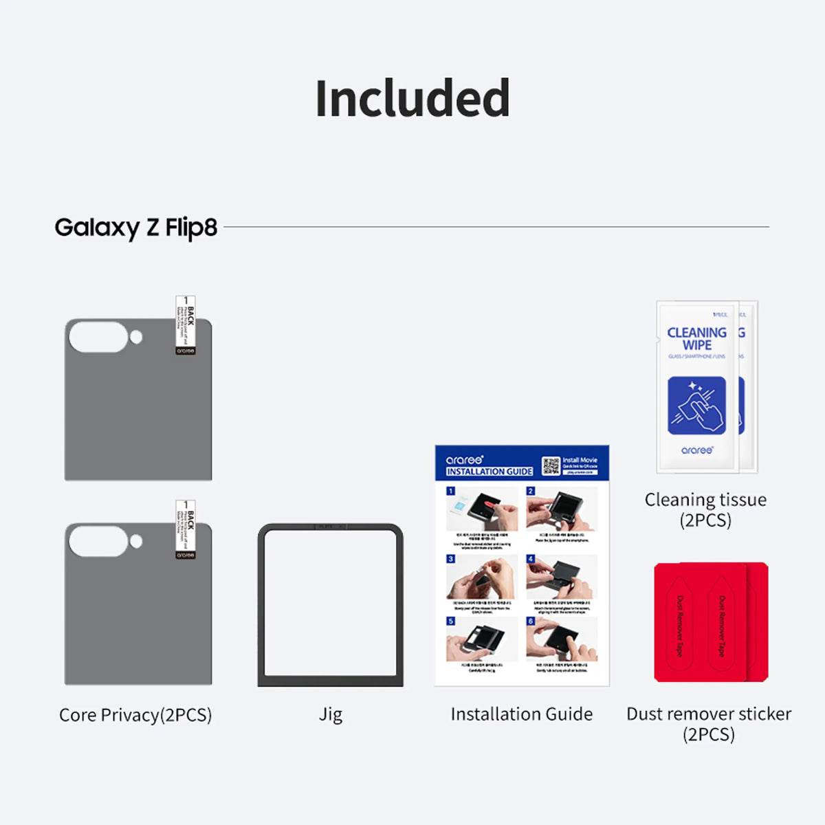 Araree Core Screen Protector 2 Pack For Galaxy Z Flip 8 - Privacy