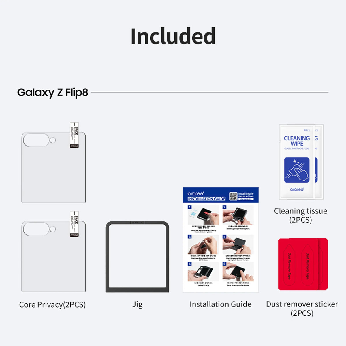 Araree Core Screen Protector 2 Pack For Galaxy Z Flip 8 - Clear