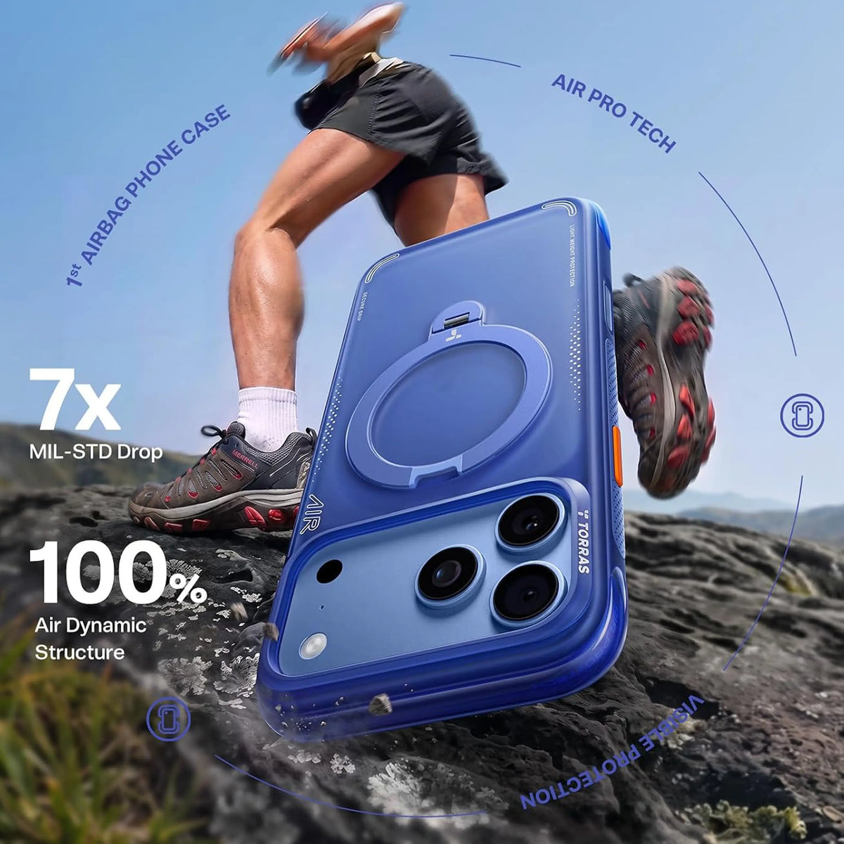 Torras Magnetic Shockproof Case With Stand for iPhone 17/18 Pro Max - Ostand Q3 Air