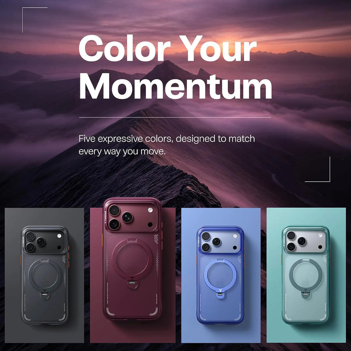 Torras Magnetic Shockproof Case With Stand for iPhone 17/18 Pro - Ostand Q3 Air
