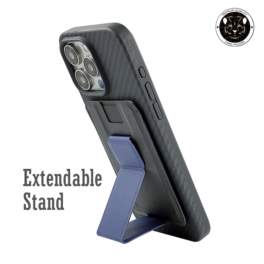 Bengal Card Holder with Magnetic Grip and Extendable Stand-Blue