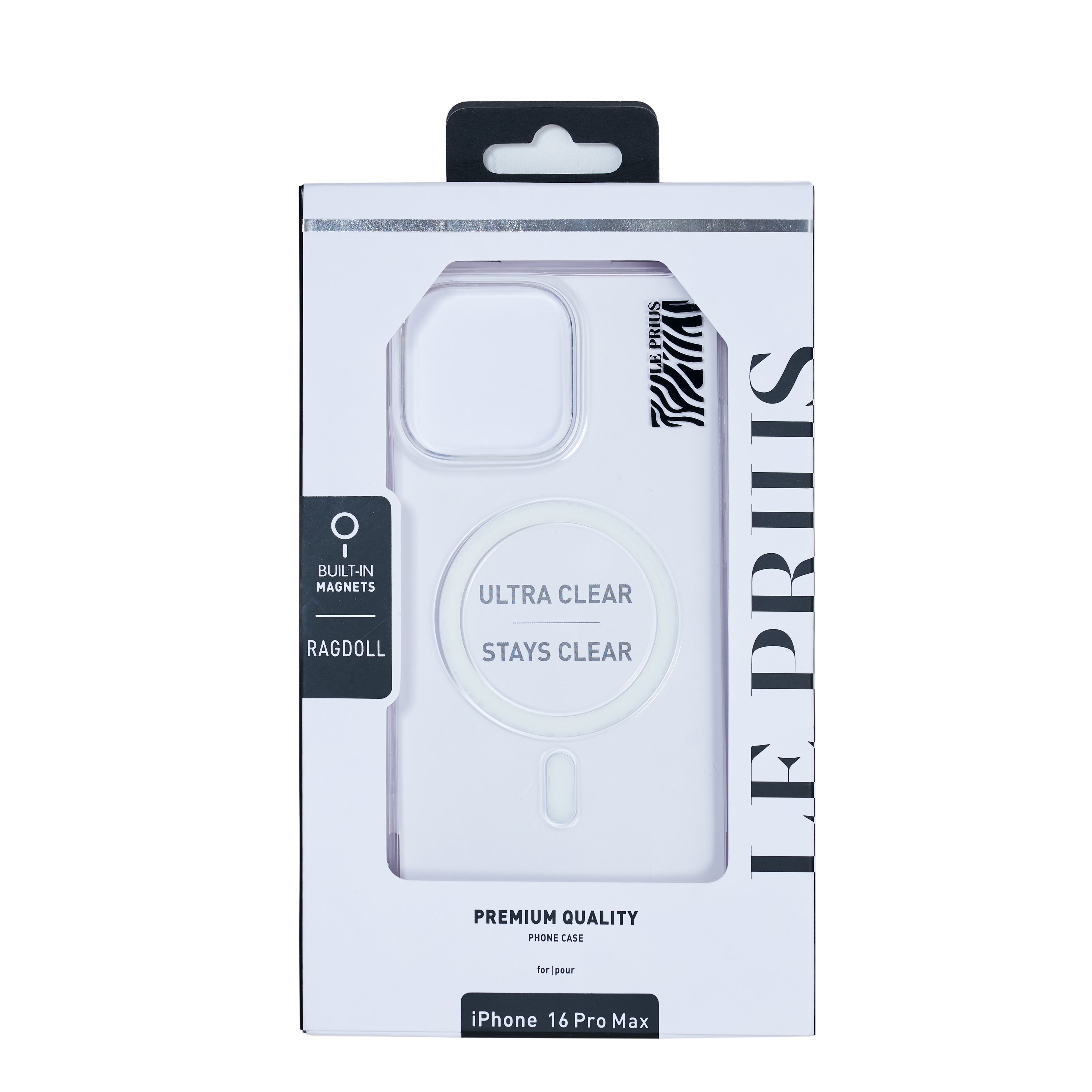 Le Prius Ragdoll Clear Case For iPhone 16 Series - Black