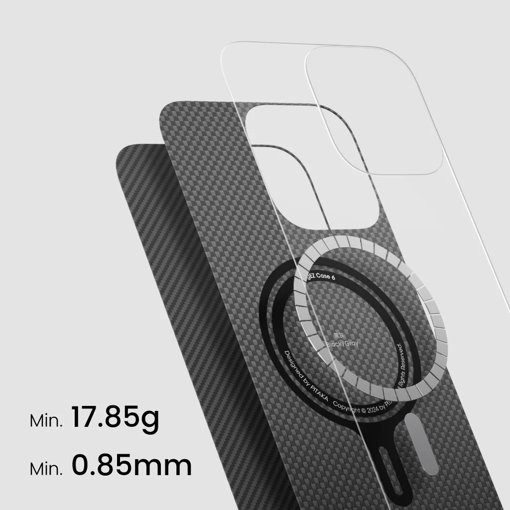 Pitaka Aramid Fiber Ultra-Slim Case for iPhone 16 Pro - Black/Gray